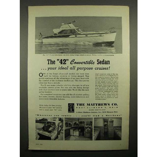 1961 Matthews Co. 42 Convertible Sedan Boat Ad!