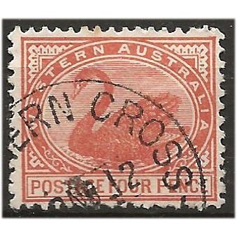 Western Australia 1890 SG98 4d Chestnut Wmk Crown CA Fine Used . .. .
