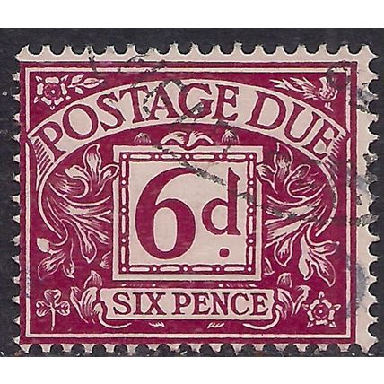 GB 1959 - 63 QE2 6d Purple Postage Due used Wmk 179 SG D63 ( 820 )