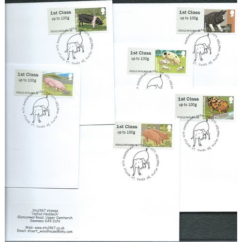 2016 (SET) POST & GO (PIGS)' 40TH ANN FARMS- EXETER' PMK (6 COVER (EBIDPACK3706)