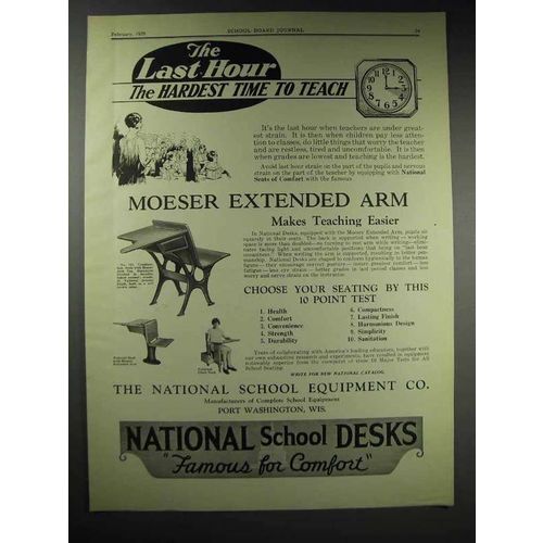 1929 National School Equipment Ad - Combination Desk