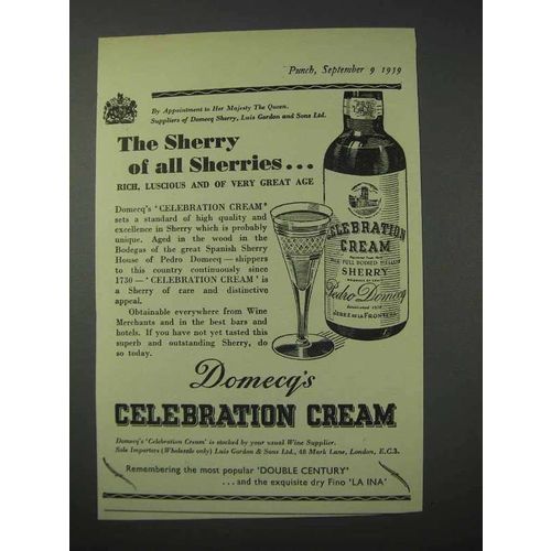 1959 Domecq's Celebration Cream Sherry Ad - The Sherry