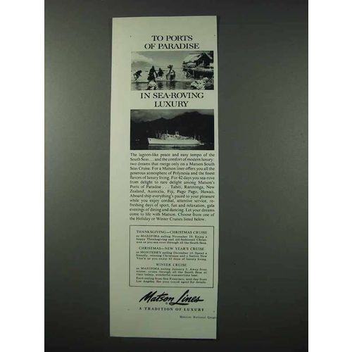 1961 Matson Lines Cruise Ad - To Ports of Paradise