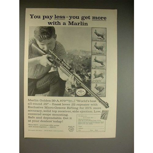 1961 Marlin Golden 39-A Rifle Ad - You Pay Less