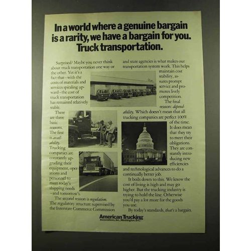 1973 ATA American Trucking Association Ad - Bargain