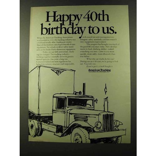 1973 ATA American Trucking Association Ad - Birthday