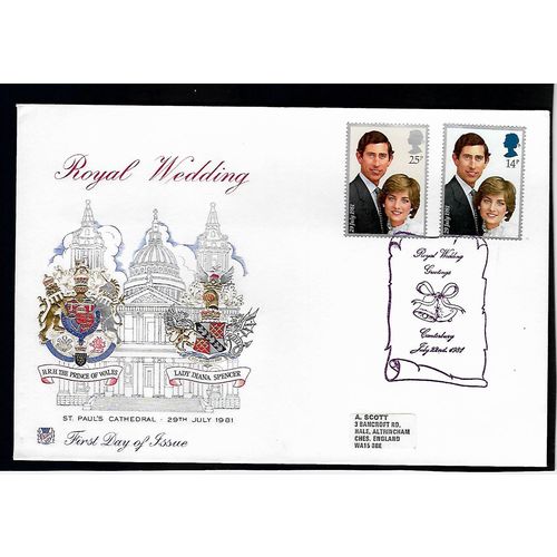 GREAT BRITAIN 1981 ROYAL WEDDING SPEC H/S CANTERBURY FIRST DAY COVER#1