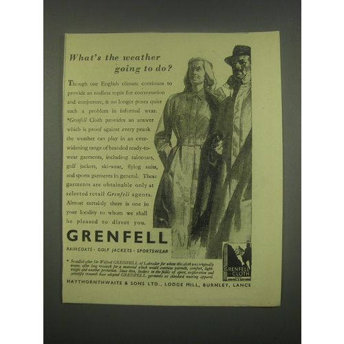 1949 Grenfell Raincoats Golf Jackets and Sportswear Ad - What's the weather