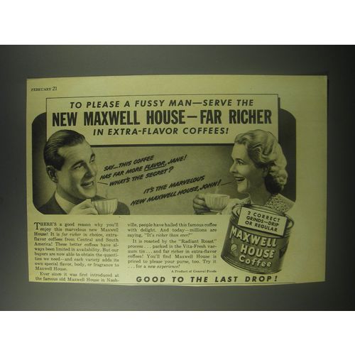 1941 Maxwell House Coffee Ad - To please a fussy man