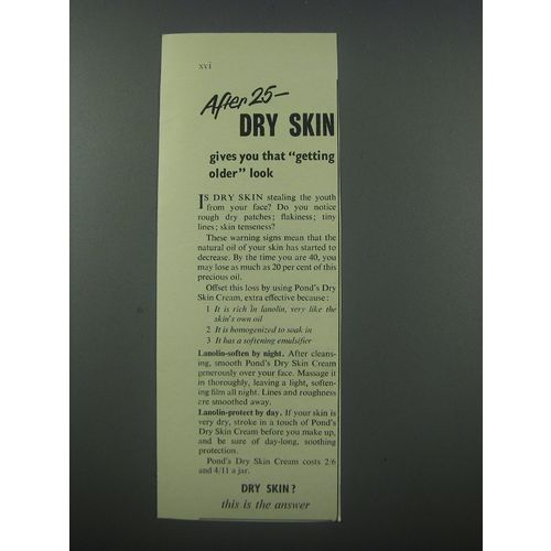 1954 Pond's Dry Skin Cream Ad - After 25 - dry skin gives you