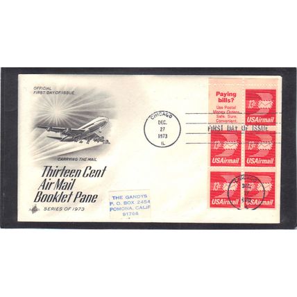 FDC Art Craft C79a 13c Winged Letter Pane/6 (Cachet-Label/A) CV41598