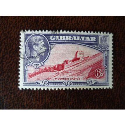 Gibraltar 1942 King George VI definitives 6d used stamp SG126b Moorish Castle