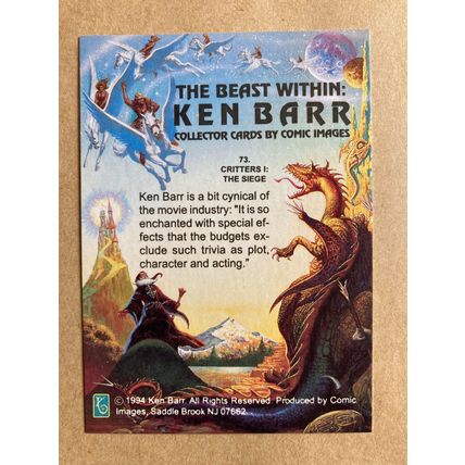 Ken Barr: The Beast Within Base trading Card # 73 (B) - 1994, Comic Images