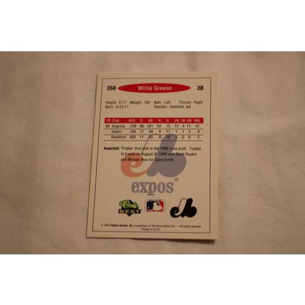 Willie Greene 1991 Classic Best NO. 350
