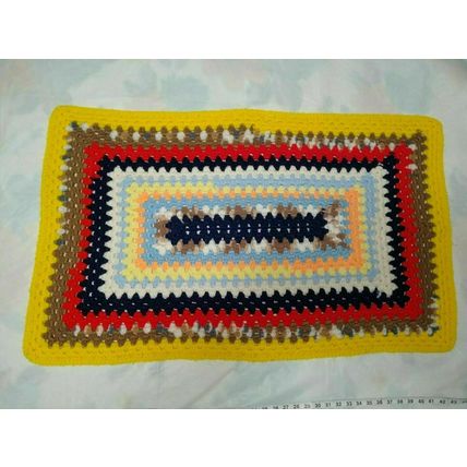 Fall/Autumn Afghan - 25" x 40" Orange/Yellow Brown "Granny Square/Rectangle"