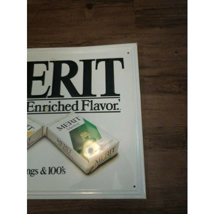 Vintage Metal Merit Cigarette Sign 21.5 x 17