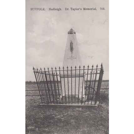 Dr Taylors Memorial Hadleigh Suffolk Murdered Burnt At Stake Antique Postcard