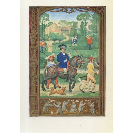 Falconry Chasing Butterflies July Flemish Calendar Postcard
