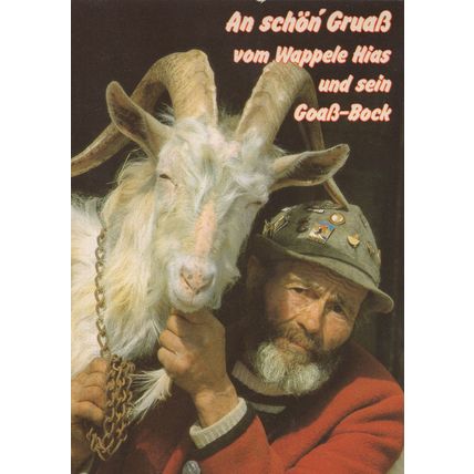 German Austrian Goat On A Chain Unique Greetings Postcard