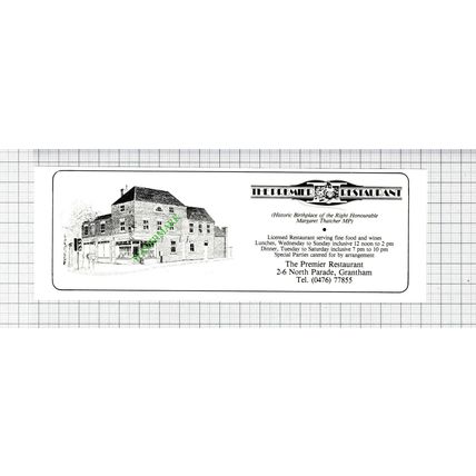 The Premier Restaurant Grantham Lincolnshire Margaret Thatcher - 1984 Cutting