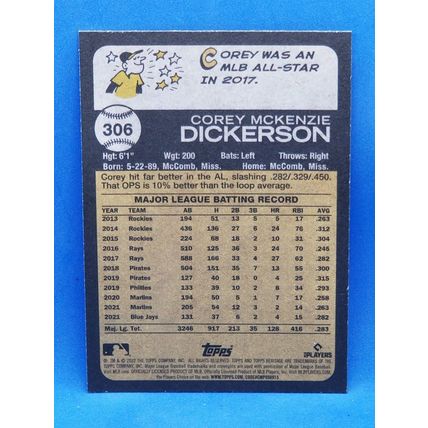2022 Topps Heritage #306 Corey Dickerson