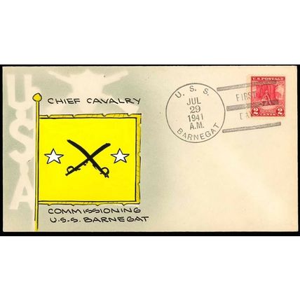 USS BARNEGAT AVP-10 Seaplane Tender Mae Weigand Hand Painted 1st Day Postal Serv
