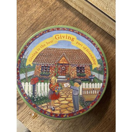 Giving is the Best Part of Friendship Round Metal Tin with Lid Great American Op