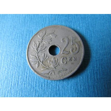 1922 BELGIUM TWENTY FIVE CENTIMES ALBERT 1 DUTCH TEXT. FREE POST.