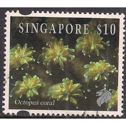 Singapore 1994 QE2 $10 Octopus Coral Marine life Used SG 753 ( L1321 )