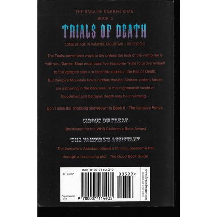 Darren Shan 5: Trials of Death - Young Adult Horror Book