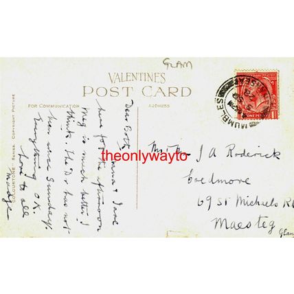 Langland, Bay & Convalescent Home, Wales, Valentines Colourtone Postcard, 1928