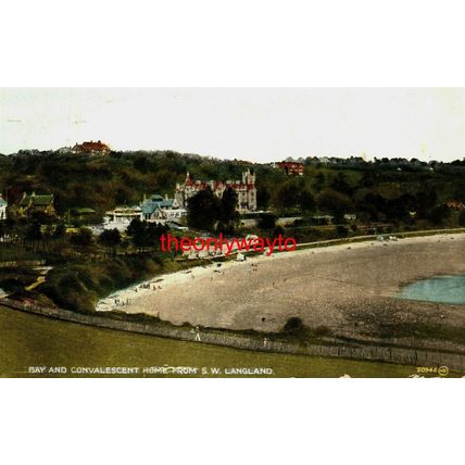 Langland, Bay & Convalescent Home, Wales, Valentines Colourtone Postcard, 1928
