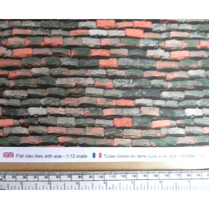 Papier de toiture – tuiles plates en terre cuite vieillissantes– échelle 1/12 A4