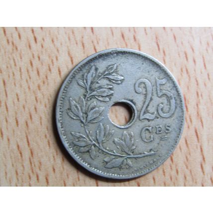 Belgium 1920 25 Centime Belgique (French Text) Coin