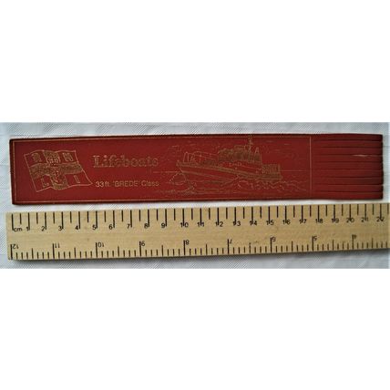 Vintage: red leather bookmark - RNLI Lifeboats 33 ft. Brede Class