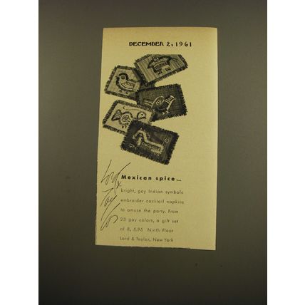 1961 Lord & Taylor Cocktail Napkins Advertisement - Mexican Spice