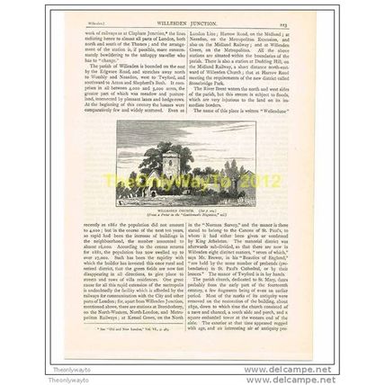 WILLESDON CHURCH, BOOK ILLUSTRATION FROM GREATER LONDON, c1883