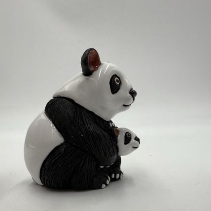 Vintage LEPS Peru Pottery Rinconada Panda Mama Bear & Cub Figurine