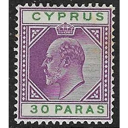 CYPRUS 1902-45 EDVII WMK CROWN CA 30paras MINT HINGED SG51 note