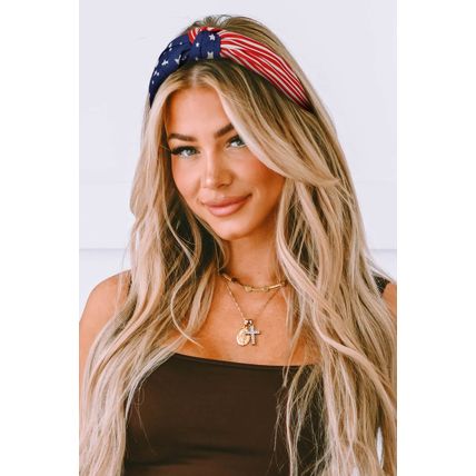Multicolor American Flag Bow Knot Wide Headband