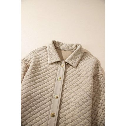 Jet Stream Solid Color Quilted Puffer Buttoned Shacket