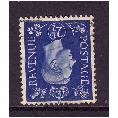 GREAT BRITAIN 1937 SG466i 2 1/2d ULTRAMARINE WMK INVERTED FINE USED #4