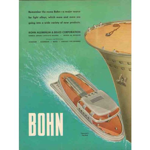 bohn aluminum brass corp 1947 light alloy future tug boat vintage ad