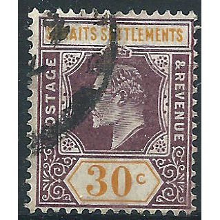 Straits Settlements 1909 SG162 30c Purple & Orange-Yellow Fine Used .. ..
