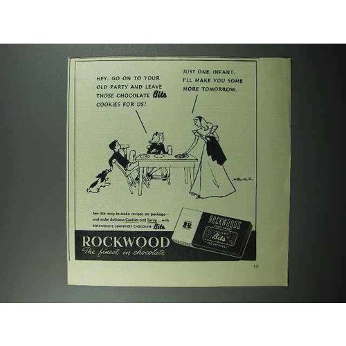 1945 Rockwood's Chocolate Bits Ad - Go To Your Party