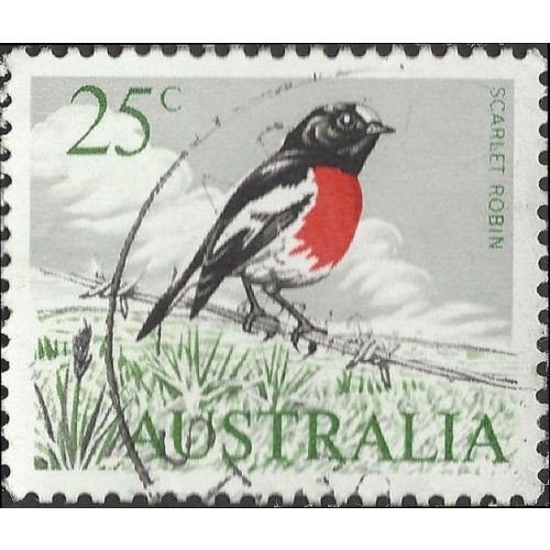 AUSTRALIA, BIRD, Scarlet Robin, green 1965, 25c, #3