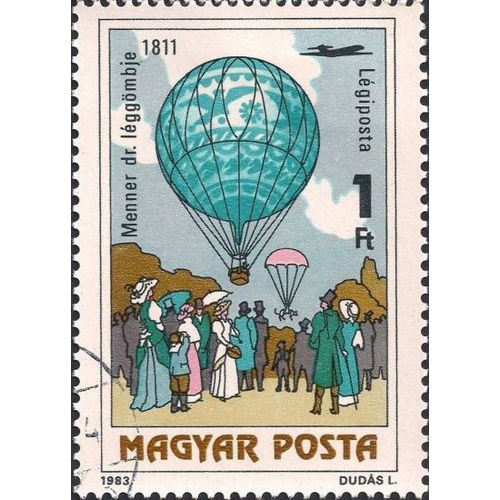 HUNGARY, AIR, Manned balloon flight, blue 1983, 1Ft