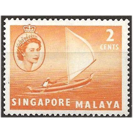 Singapore 1955 SG39 2c Yellow-Orange Fine Mounted Mint . .. .