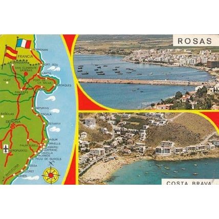 Rosas Costa Brava Spanish Map Postcard