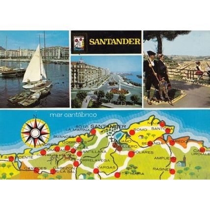 Santander Spanish Map Postcard